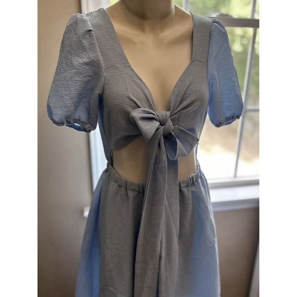 SHEIN Women’s Light Blue Dress Reversible Tie In Front or Back Size Large